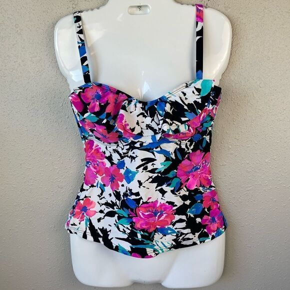 NWT Island Escape Floral Tahiti Bandini Tankini Size 6 - Picture 1 of 4